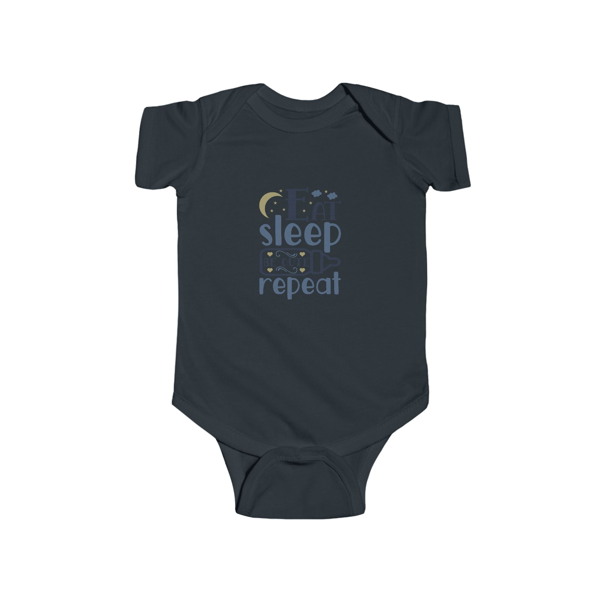 Baby Bodysuit – "Eat Sleep Repeat" Newborn Onesie (Neutral Nighttime Design)