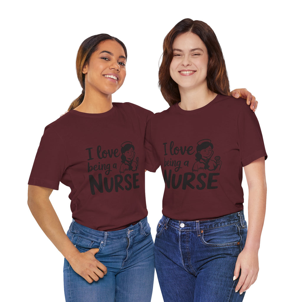 "I Love Being a Nurse" Cute Retro Nurse Graphic Tee