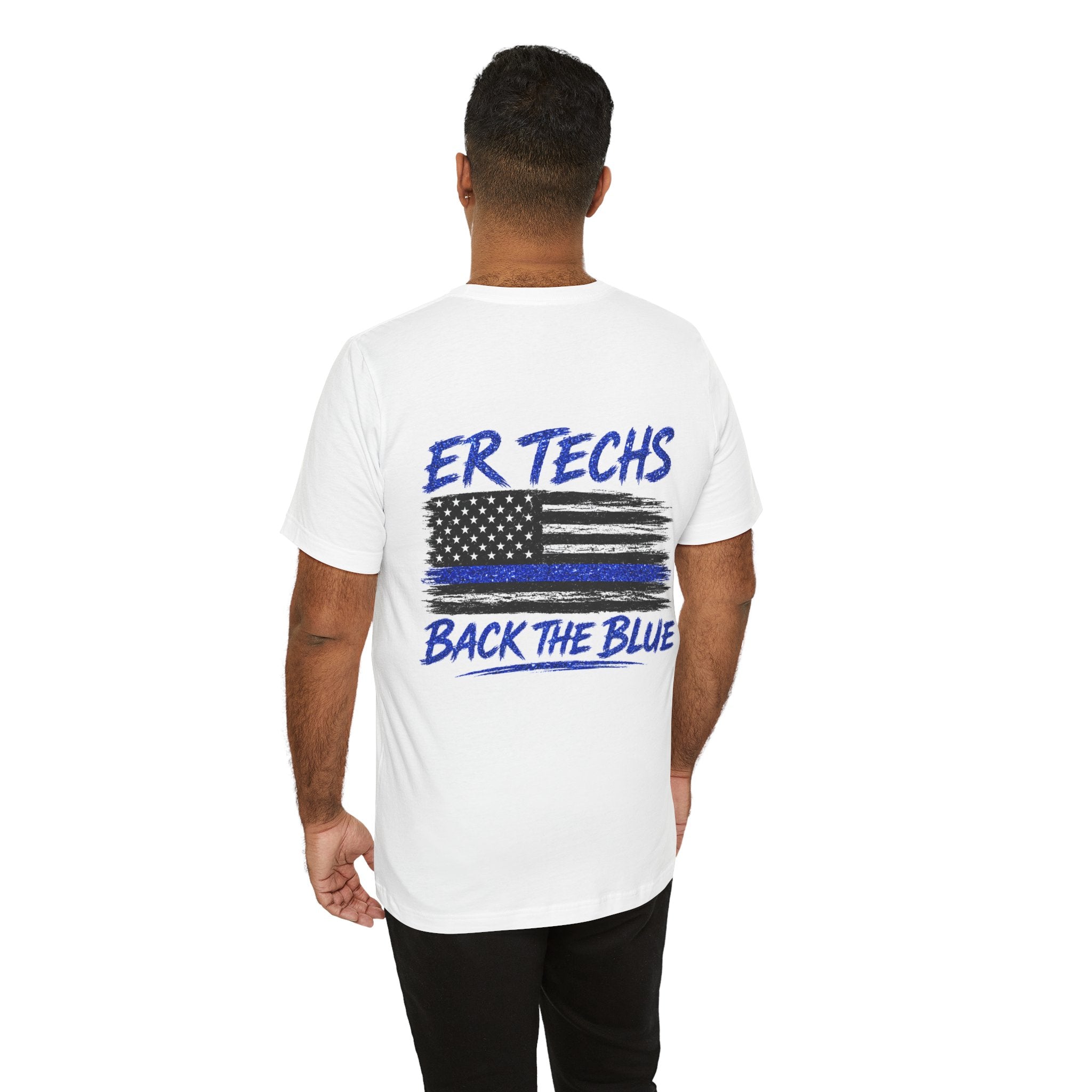 ER Techs 'Back The Blue' T-Shirt — Thin Blue Line American Flag Tee