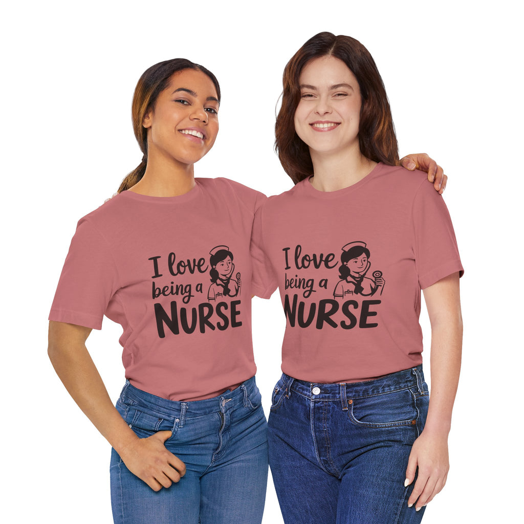 "I Love Being a Nurse" Cute Retro Nurse Graphic Tee