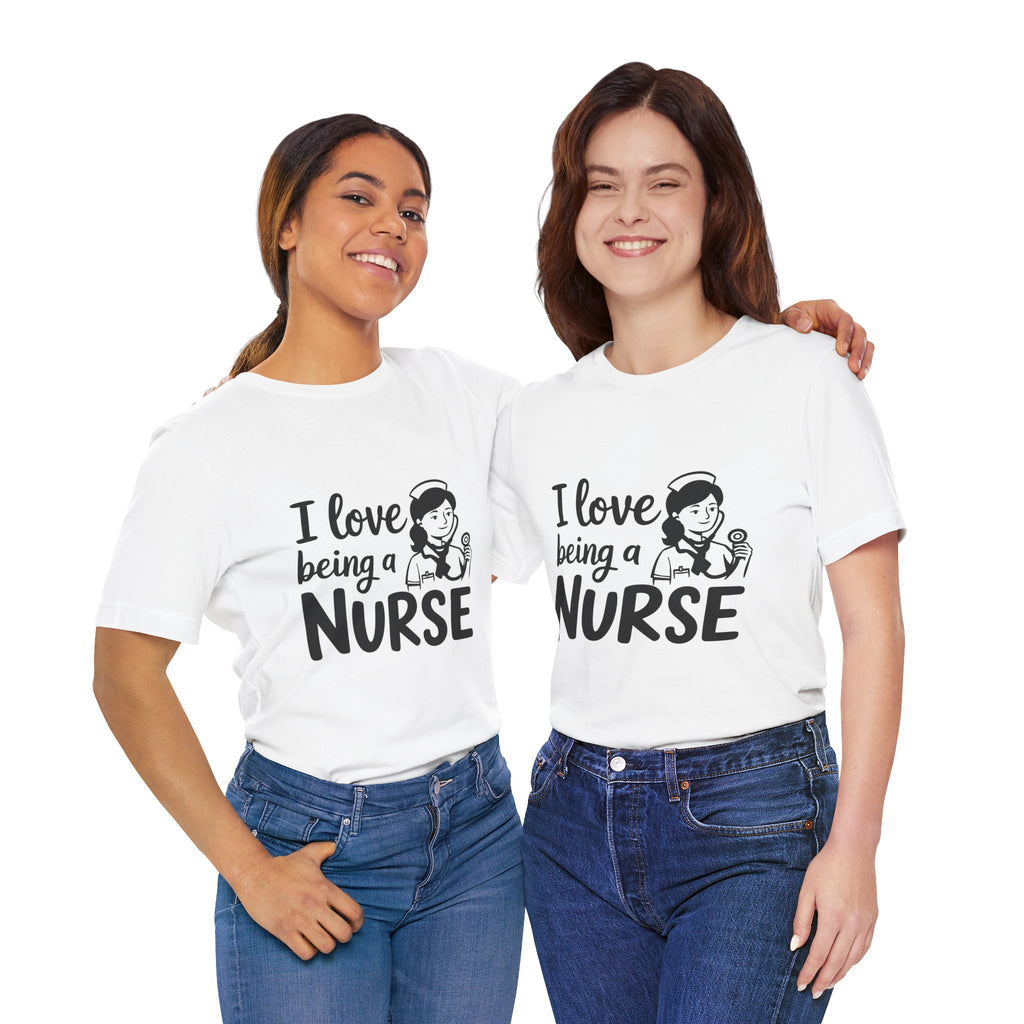 "I Love Being a Nurse" Cute Retro Nurse Graphic Tee