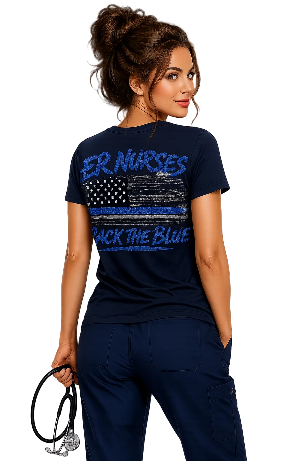 ER Nurses Back The Blue T-Shirt — Support Law Enforcement Flag Tee
