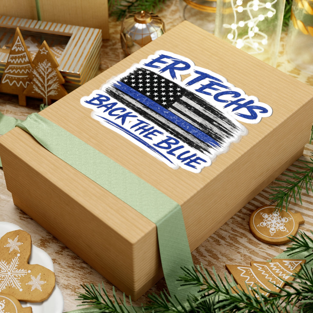 Back the Blue Flag Sticker — ER Techs Police Support Kiss-Cut Sticker
