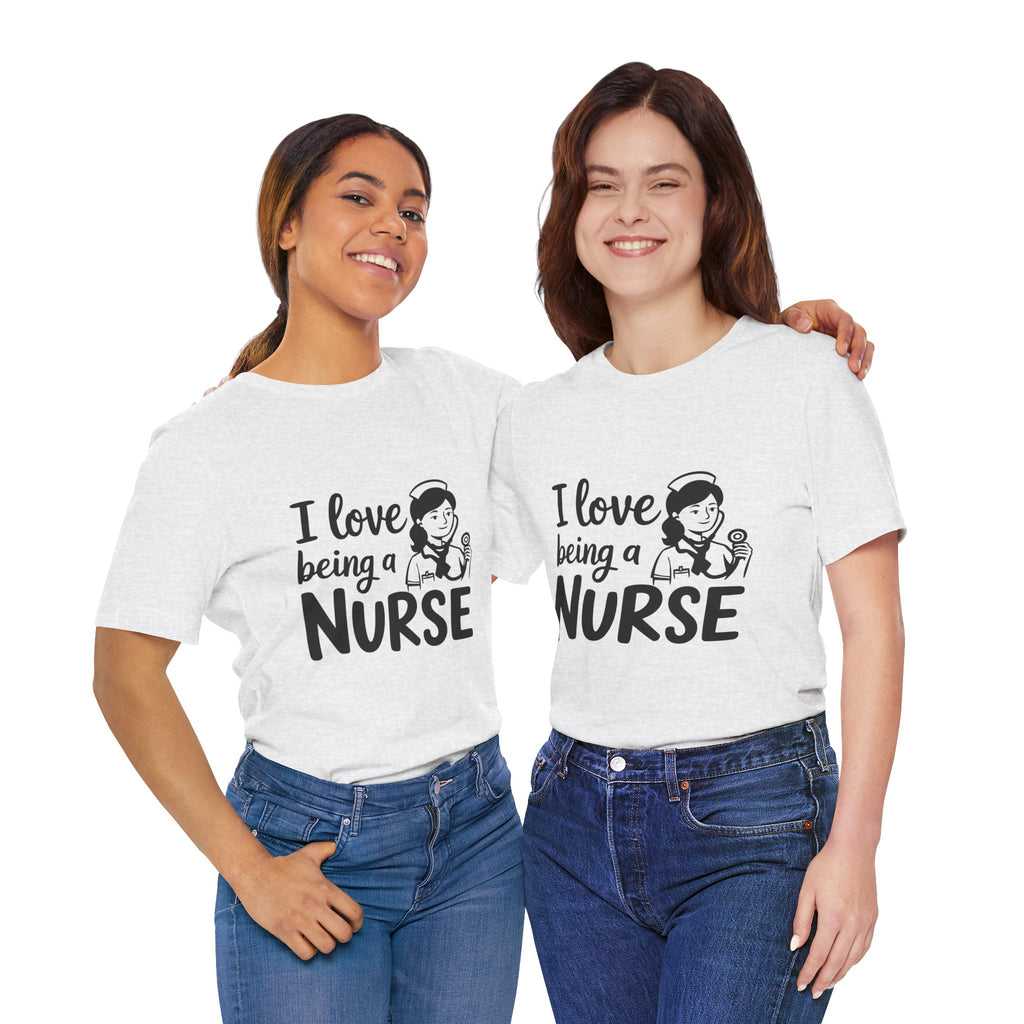 "I Love Being a Nurse" Cute Retro Nurse Graphic Tee
