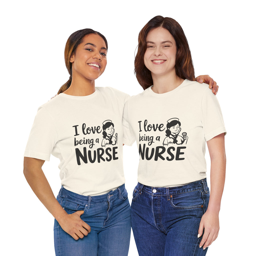 "I Love Being a Nurse" Cute Retro Nurse Graphic Tee